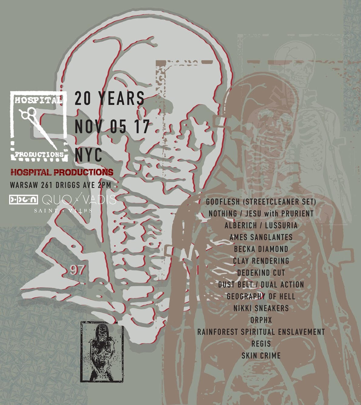 Hospital Records announce 20th anniversary show featuring Godflesh, Prurient, Regis, more