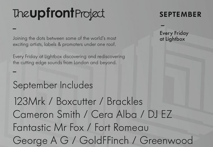Photek, MJ Cole, Mike Dehnert and more play Upfront Project in September
