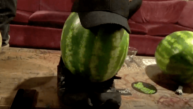 Watch Powell smash a watermelon with his head in the video for ‘Jonny (ft. Jonny)’
