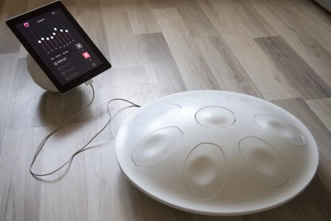 This MIDI controller can be played like a handpan percussion instrument