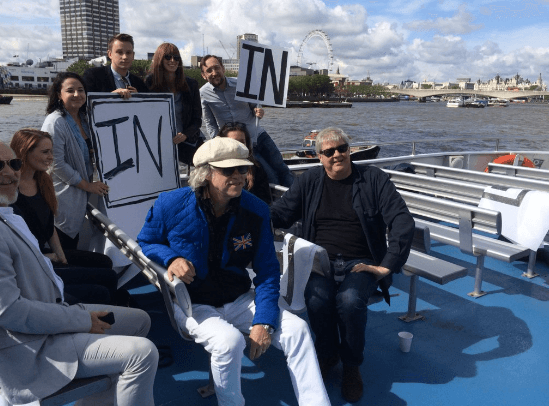 Bob Geldof is having a Brexit boat battle with Nigel Farage on the Thames right now