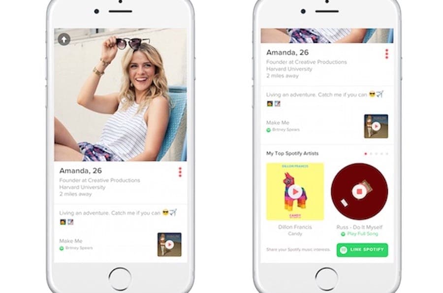 Dating app Tinder allows users to connect to Spotify