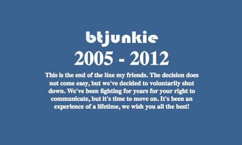 Now the torrents start to fall: BTJunkie shuts its doors