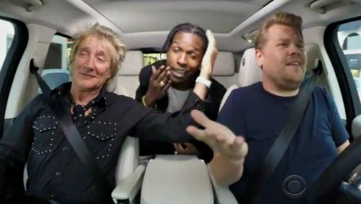 A$AP Rocky and Rod Stewart sang karaoke in James Corden's car