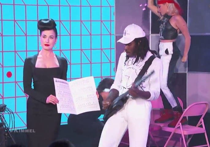 Watch Blood Orange perform live on Kimmel with big choreography and Dita Von Teese