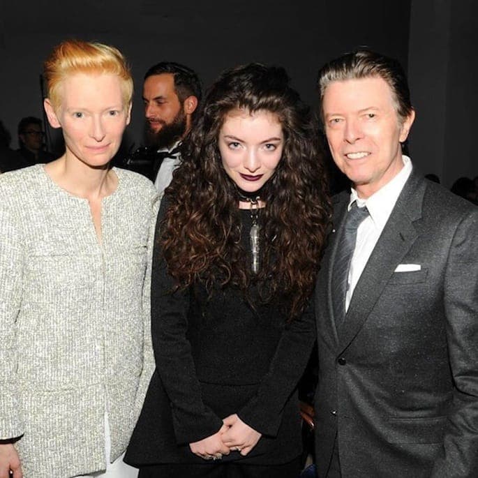 This photo of David Bowie, Tilda Swinton, and 'Royals' singer Lorde is adorable