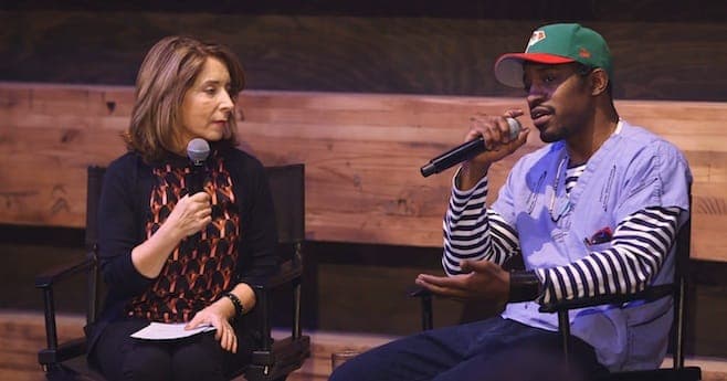 Watch Andre 3000 discuss OutKast tour jumpsuits and participate in panel conversation for i feel ya exhibit