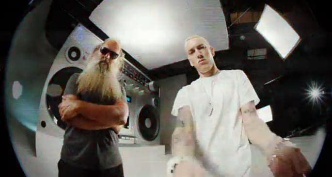 Eminem drops bizarre video for ‘Berzerk’ with cameos from Rick Rubin, Kendrick Lamar and more