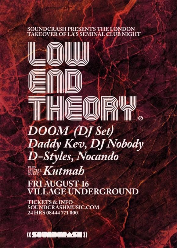 DOOM DJ set added to Low End Theory London date