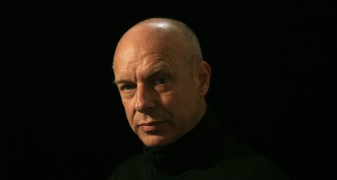Brian Eno speaks at Labour Party candidate Jeremy Corbyn rally