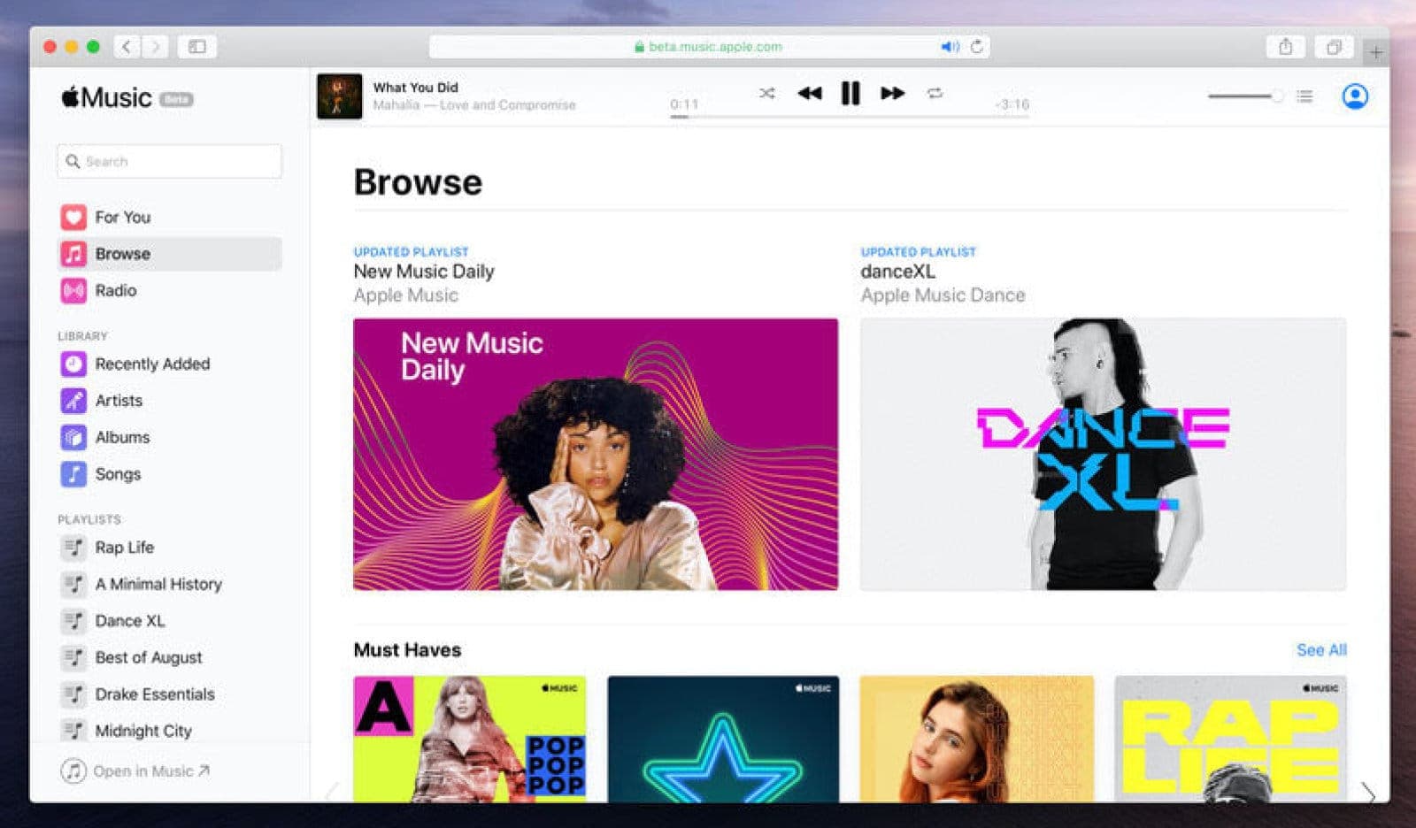 Picture of Apple Music web player