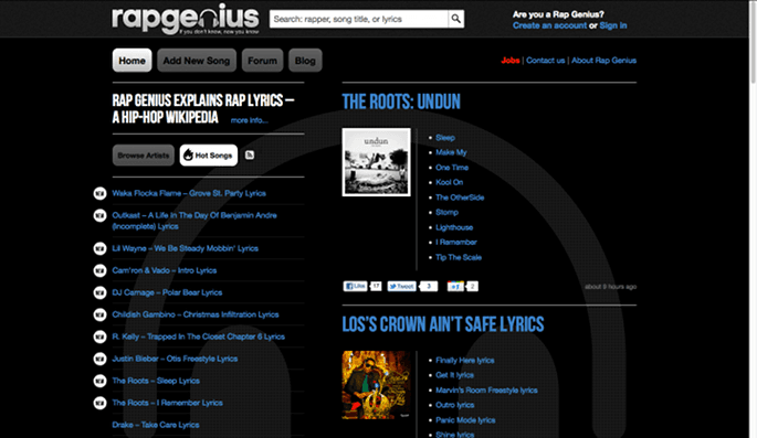 Rap Genius given $15m by venture capitalists; expansion into “political speeches” and “legal texts” promised