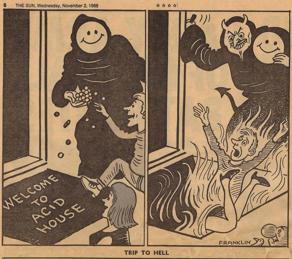 Check out a hilarious anti-acid house cartoon, published in The Sun in 1988