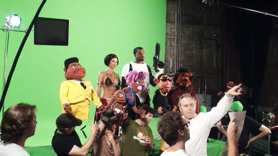 Take a look behind-the-scenes of Kanye's failed puppet show for Comedy Central