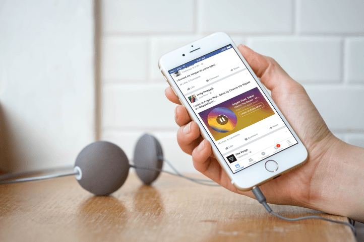 Facebook now plays song clips from Spotify and Apple Music in your News Feed