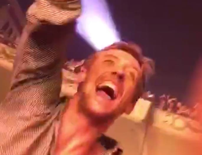 Watch England footballer Peter Crouch crowdsurf at a Kasabian gig