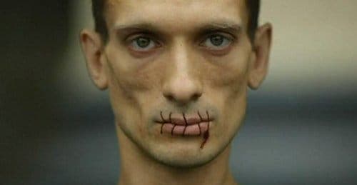 Artist sews mouth together in support of Pussy Riot's imprisonment