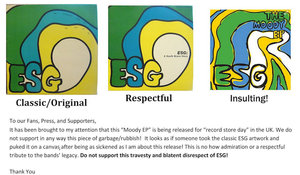 ESG "sickened' by artwork of Record Store Day release on Fire Records