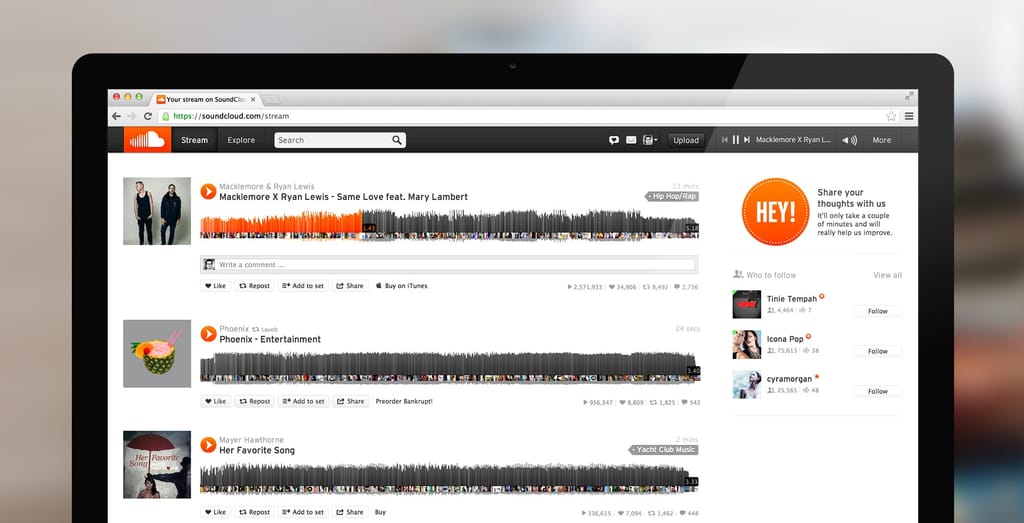 SoundCloud interface